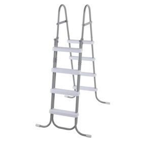 4 Steps 52in Pool Ladder Iron Grey Frame & White Steps Safety Ladder (Option: Defaulttitle)