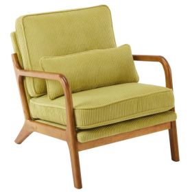 Low Arm Accent Chair - Olive Green Corduroy Upholstered Indoor Lounge Chair, Compact Single Seater With Sturdy Frame - 330LBS Weight Capacity (Option: Defaulttitle)